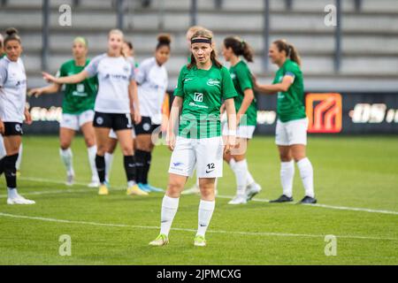 Hjorring, Dänemark. 18. August 2022. Signe Baattrup (12) von Fortuna Hjorring beim Qualifikationsspiel der UEFA Women's Champions League zwischen Fortuna Hjorring und Eintracht Frankfurt im Hjorring Stadion in Hjorring. (Foto: Gonzales Photo/Alamy Live News Stockfoto