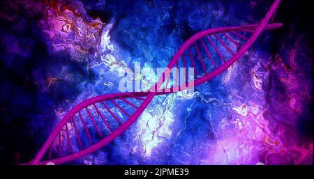 Bild des dna-Strangs auf blauem Hintergrund Stockfoto