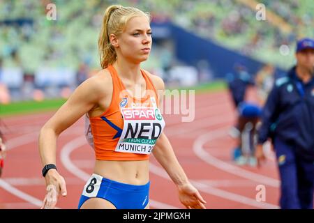 MÜNCHEN, DEUTSCHLAND - 19. AUGUST: Andrea Bouma aus den Niederlanden bei der Europameisterschaft München 2022 im Olympiastadion am 19. August 2022 in München (Foto: Andy Astfalck/BSR Agency) Stockfoto