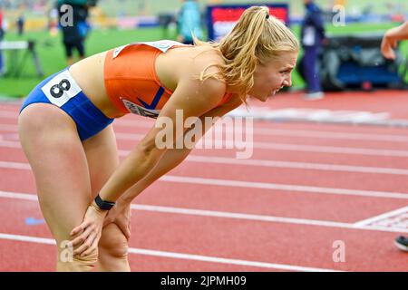 MÜNCHEN, DEUTSCHLAND - 19. AUGUST: Andrea Bouma aus den Niederlanden bei der Europameisterschaft München 2022 im Olympiastadion am 19. August 2022 in München (Foto: Andy Astfalck/BSR Agency) Stockfoto