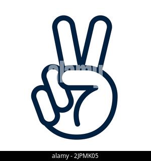 Hand-Symbol mit zwei Fingern Sieg zählen zwei Geste Symbol. Vektorgrafik. Stock Vektor