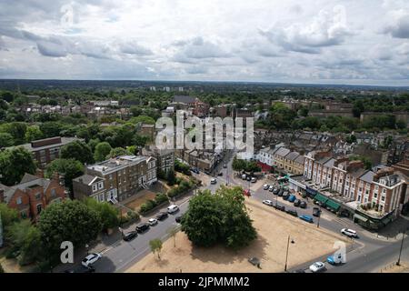 Blackheath London UK Drohne Luftaufnahme im Sommer Dürre Stockfoto