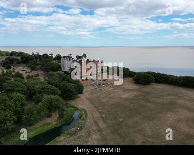 Bawdsey Manor Suffolk UK Drohne Luftaufnahme Stockfoto