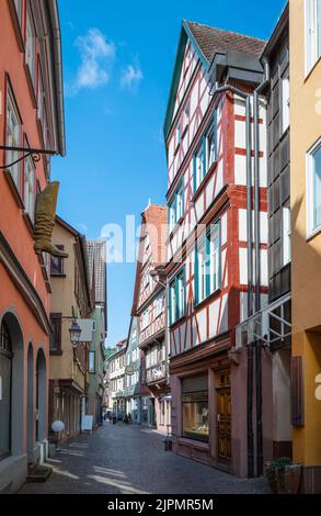 Deutschland, Wertheim, die traditionellen Häuser der Echelstraße in der Altstadt Stockfoto