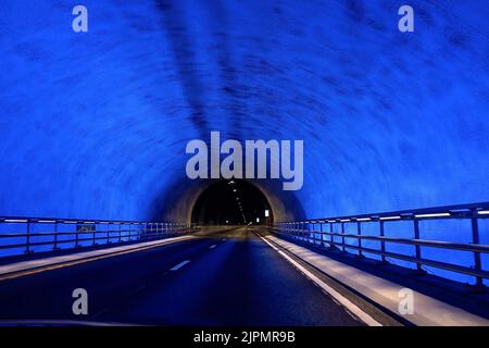 Laerdalstunnelen, die weltweit längste Straßentunnel bei 24,5 km, Aurland, Norwegen, Skandinavien, Europa Stockfoto