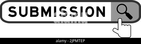 Suchbanner bei Worteinreichung mit Symbol für die Übergabelupe auf weißem Hintergrund Stock Vektor