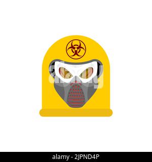 Biohazard Schädel in Maske. Schädel in chemischem Schutzhelm. Post-Apokalypse-Zeichen. Apokalyptisches Symbol Stock Vektor