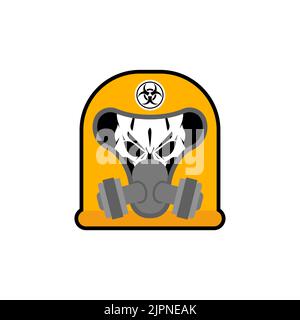 Biohazard Schädel in Maske. Schädel in chemischem Schutzhelm. Post-Apokalypse-Zeichen. Apokalyptisches Symbol Stock Vektor