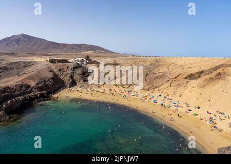 Playa de Papagayo. Beliebter Strand auf Lanzarote, Kanarische Inseln, Spanien. Stockfoto