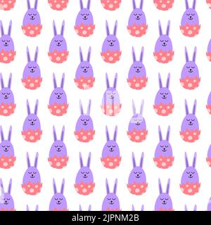 Niedliche nahtlose Muster mit Doodle bunte Hasen in Eierschalen. Stock Vektor
