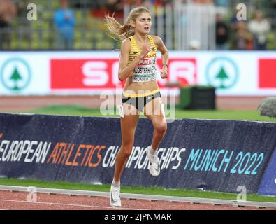 München, Deutschland. 18. August 2022. Konstanze Klostrerhalphen of Germany Finale der Frauen 5000 m bei den Leichtathletik-Europameisterschaften 2022 am 18. August 2022 in München, Deutschland. Foto von Laurent Lairys/ABACAPRESS.COM Quelle: Abaca Press/Alamy Live News Stockfoto