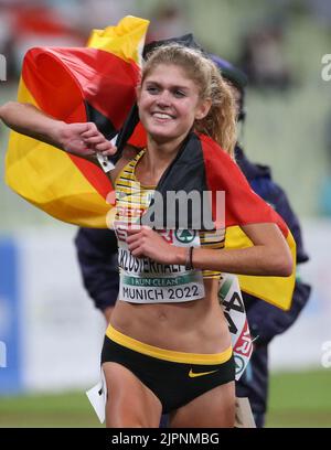 München, Deutschland. 18. August 2022. Konstanze Klostrerhalphen of Germany Finale der Frauen 5000 m bei den Leichtathletik-Europameisterschaften 2022 am 18. August 2022 in München, Deutschland. Foto von Laurent Lairys/ABACAPRESS.COM Quelle: Abaca Press/Alamy Live News Stockfoto