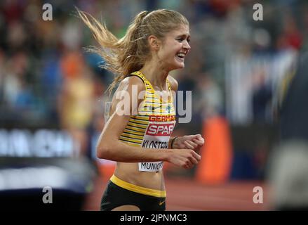 München, Deutschland. 18. August 2022. Konstanze Klostrerhalphen of Germany Finale der Frauen 5000 m bei den Leichtathletik-Europameisterschaften 2022 am 18. August 2022 in München, Deutschland. Foto von Laurent Lairys/ABACAPRESS.COM Quelle: Abaca Press/Alamy Live News Stockfoto