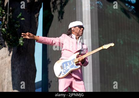 London UK 10.7.2022 Hyde Park Chic mit Nile Rodgers treten auf der großen Eichenbühne im bst hyde Park auf People in picture : Nile Rodgers Stockfoto