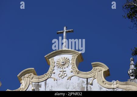 Detail der Kirche unserer Lieben Frau von Remedios, die sich im Dorf der Heilmittel in Fernando de Noronha befindet Stockfoto