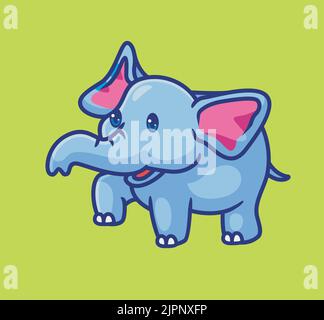 Niedlichen Elefanten glücklich. Isoliert Cartoon Tier Illustration. Flat Style Sticker Icon Design Premium Logo Vektor. Maskottchen-Charakter Stock Vektor