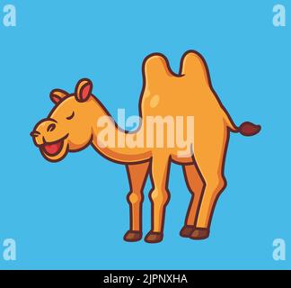 Niedliche Kamel Buckel. Isoliert Cartoon Tier Illustration. Flat Style Sticker Icon Design Premium Logo Vektor. Maskottchen-Charakter Stock Vektor