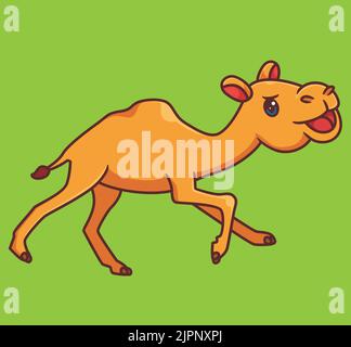 Niedliche laufenden Kamel. Isoliert Cartoon Tier Illustration. Flat Style Sticker Icon Design Premium Logo Vektor. Maskottchen-Charakter Stock Vektor