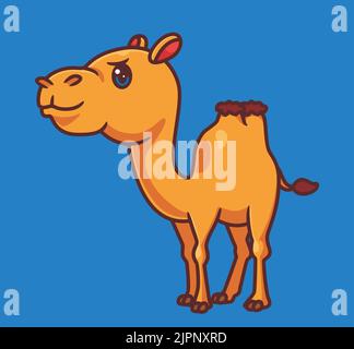 Nettes Kamel stehend warten. Isoliert Cartoon Tier Illustration. Flat Style Sticker Icon Design Premium Logo Vektor. Maskottchen-Charakter Stock Vektor