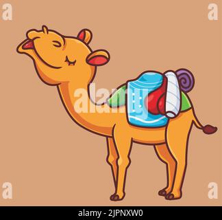 Cute glücklich Kamel. Isoliert Cartoon Tier Illustration. Flat Style Sticker Icon Design Premium Logo Vektor. Maskottchen-Charakter Stock Vektor
