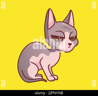 Nette Katze sphinx gelangweilt. Isoliert Cartoon Tier Illustration. Flat Style Sticker Icon Design Premium Logo Vektor. Maskottchen-Charakter Stock Vektor