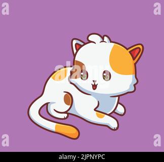 Nette Katze Standby. Isolierte Cartoon Tier Illustration. Flat Style Sticker Icon Design Premium Logo Vektor. Maskottchen-Charakter Stock Vektor