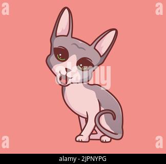 Cute Sphinx Katze spöttisch mit seiner Zunge. Isoliert Cartoon Tier Illustration. Flat Style Sticker Icon Design Premium Logo Vektor. Maskottchen-Charakter Stock Vektor