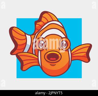 Cute Clown Clown Fisch Pose. Isolierte Cartoon Tier Illustration. Flat Style Sticker Icon Design Premium Logo Vektor. Maskottchen-Charakter Stock Vektor