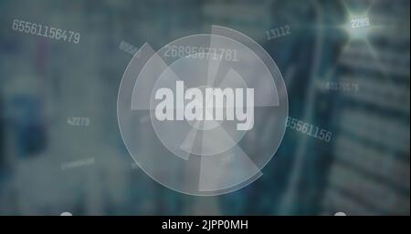 Abbildung des Scannens des Bereichs und der sich über den Computerserver ändernden Zahlen Stockfoto