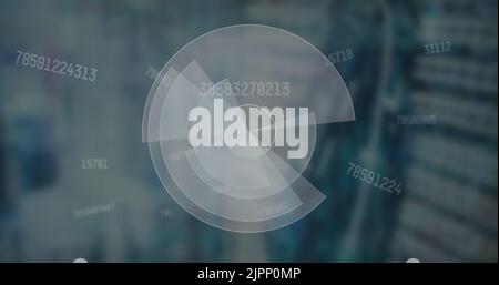 Abbildung des Scannens des Bereichs und der sich über den Computerserver ändernden Zahlen Stockfoto