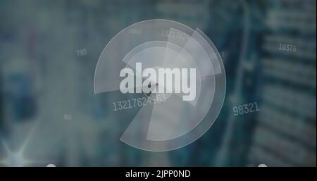Abbildung des Scannens des Bereichs und der sich über den Computerserver ändernden Zahlen Stockfoto