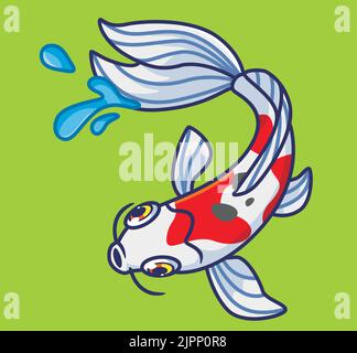 Niedlichen Koi Fisch. Isoliert Cartoon Tier Illustration. Flat Style Sticker Icon Design Premium Logo Vektor. Maskottchen-Charakter Stock Vektor