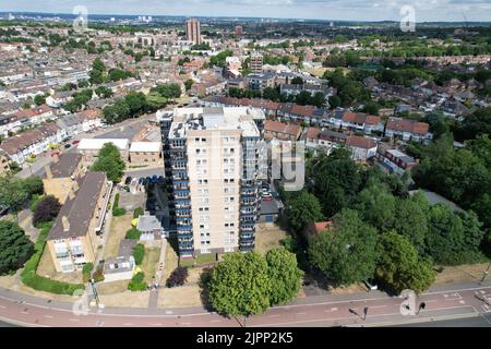 Tower Block Walthamstow London Borough walthamforest UK Drohne Luftaufnahme Stockfoto