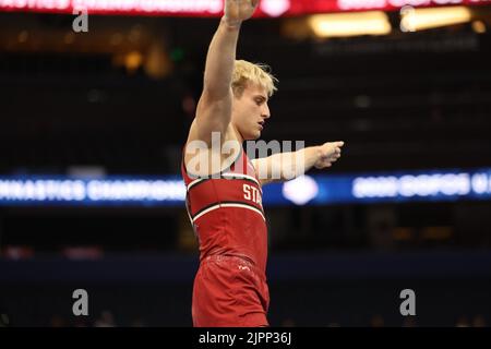 18. August 2022: Colt Walker aus Stanford tritt bei den Vorkämpfen der Männer bei der U.S. Gymnastics Championship 2022 an. Die Veranstaltung findet in der Amalie Arena in Tampa, FL, statt. Melissa J. Perenson/CSM Stockfoto