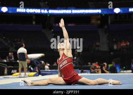 18. August 2022: Colt Walker aus Stanford tritt bei den Vorkämpfen der Männer bei der U.S. Gymnastics Championship 2022 an. Die Veranstaltung findet in der Amalie Arena in Tampa, FL, statt. Melissa J. Perenson/CSM Stockfoto