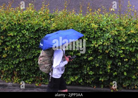 Kastrup/Copenahgen /Dänemark/19 August 2022/Schlechtes Regenwetter in Kastrup die dänische Hauptstadt Kopenhagen. (Foto. Francis Joseph Dean/Dean Pictures. Stockfoto