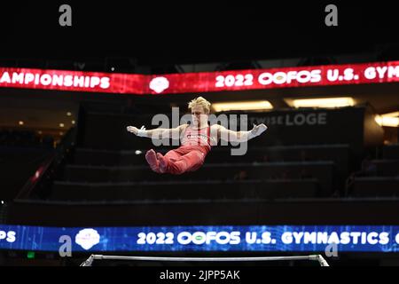 18. August 2022: Colt Walker aus Stanford tritt bei den Vorkämpfen der Männer bei der U.S. Gymnastics Championship 2022 an. Die Veranstaltung findet in der Amalie Arena in Tampa, FL, statt. Melissa J. Perenson/CSM Stockfoto