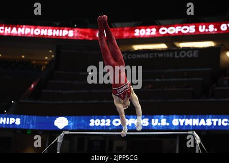 18. August 2022: Colt Walker aus Stanford tritt bei den Vorkämpfen der Männer bei der U.S. Gymnastics Championship 2022 an. Die Veranstaltung findet in der Amalie Arena in Tampa, FL, statt. Melissa J. Perenson/CSM Stockfoto