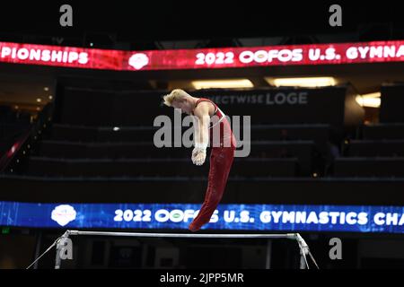 18. August 2022: Colt Walker aus Stanford tritt bei den Vorkämpfen der Männer bei der U.S. Gymnastics Championship 2022 an. Die Veranstaltung findet in der Amalie Arena in Tampa, FL, statt. Melissa J. Perenson/CSM Stockfoto