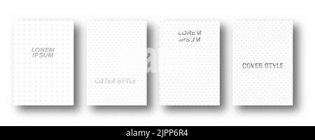 Set von modernen geometrischen linearen abstrakten Hintergründen. Monochromes Layout von Mustern für Laptops, Geschäftsseiten, Präsentationen und kreative Ideen Stock Vektor