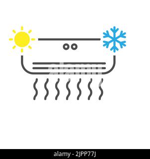 Conditioner. Ein Gerät zum Kühlen und Heizen der Raumluft. Die Vorlage des Symbols, des Zeichens und des Piktogramms. Leere Umrisse, flacher Stil Stock Vektor