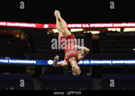 18. August 2022: Colt Walker aus Stanford tritt bei den Vorkämpfen der Männer bei der U.S. Gymnastics Championship 2022 an. Die Veranstaltung findet in der Amalie Arena in Tampa, FL, statt. Melissa J. Perenson/CSM Stockfoto