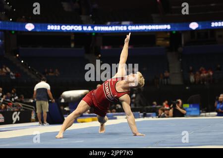 18. August 2022: Colt Walker aus Stanford tritt bei den Vorkämpfen der Männer bei der U.S. Gymnastics Championship 2022 an. Die Veranstaltung findet in der Amalie Arena in Tampa, FL, statt. Melissa J. Perenson/CSM Stockfoto