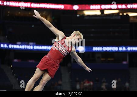 18. August 2022: Colt Walker aus Stanford tritt bei den Vorkämpfen der Männer bei der U.S. Gymnastics Championship 2022 an. Die Veranstaltung findet in der Amalie Arena in Tampa, FL, statt. Melissa J. Perenson/CSM Stockfoto