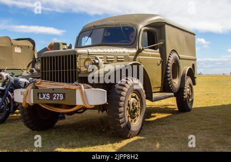 1943, 40s vierziger Jahre American Dodge LCV. 2. Weltkrieg, 2. Weltkrieg, 2. Weltkrieg, WW2. Militärfahrzeug am Kriegswochenende des Lytham 1940er-Festivals 2022 Stockfoto