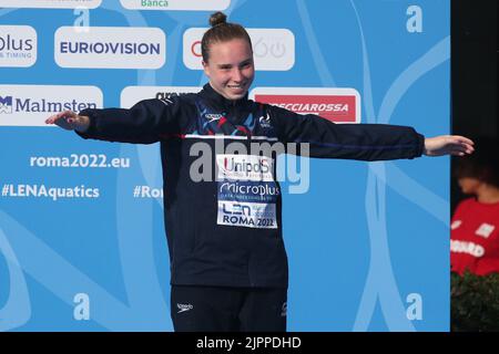 Rom, Italien. 19. August 2022. Rom, Italien 19.08.2022: Harper Yasmin GBR Team gewinnt Bronzemedaille beim Springboard Finale der Diving Women 3m in der Schwimmmeisterschaft in len European Aquatics in Rom 2022 in Foro Italico. Kredit: Unabhängige Fotoagentur/Alamy Live Nachrichten Stockfoto