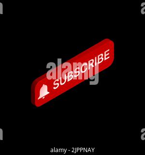Isolierte rote Abonniertaste für Social Media. Vektorgrafik Stock Vektor
