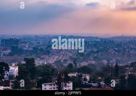 Upper Hill Sunrise Nairobi City County Skyline Wolkenkratzer Stadtlandschaften Kenias Hauptstadt Ostafrika Nairobi City County Kenia Hauptstadt Ostafrika Stockfoto