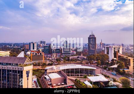 Upper Hill Sunrise Nairobi City County Skyline Wolkenkratzer Stadtlandschaften Kenias Hauptstadt Ostafrika Nairobi City County Kenia Hauptstadt Ostafrika Stockfoto