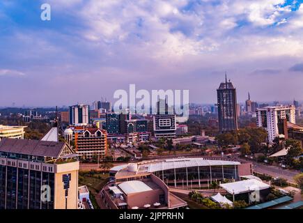 Upper Hill Sunrise Nairobi City County Skyline Wolkenkratzer Stadtlandschaften Kenias Hauptstadt Ostafrika Nairobi City County Kenia Hauptstadt Ostafrika Stockfoto